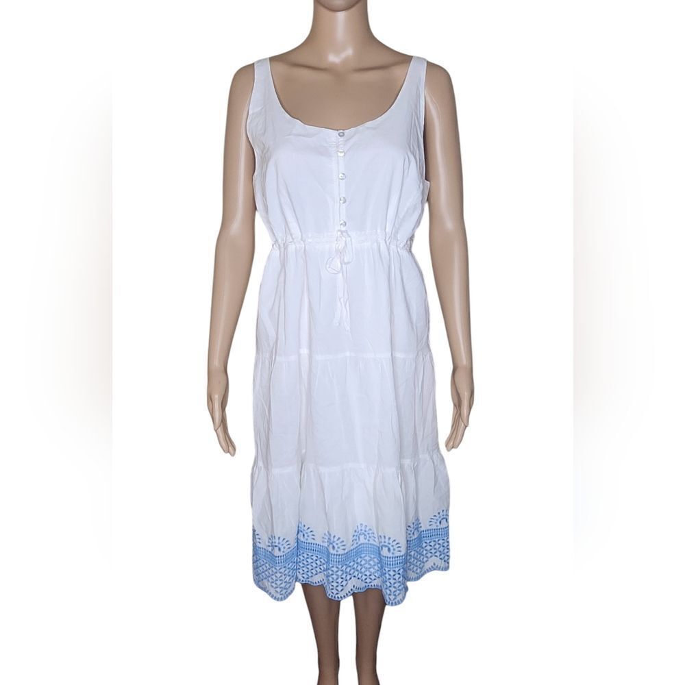 Seraphine White and Blue Sleeveless Dress
